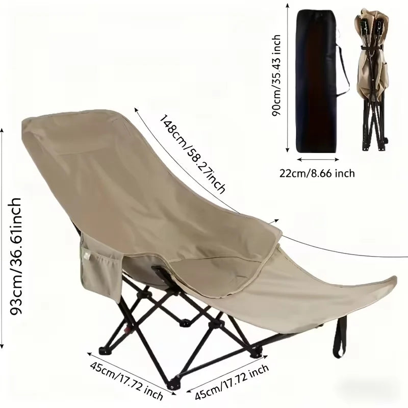 Heavy-Duty Foldable Beach Chair - Portable Metal Camping Seat