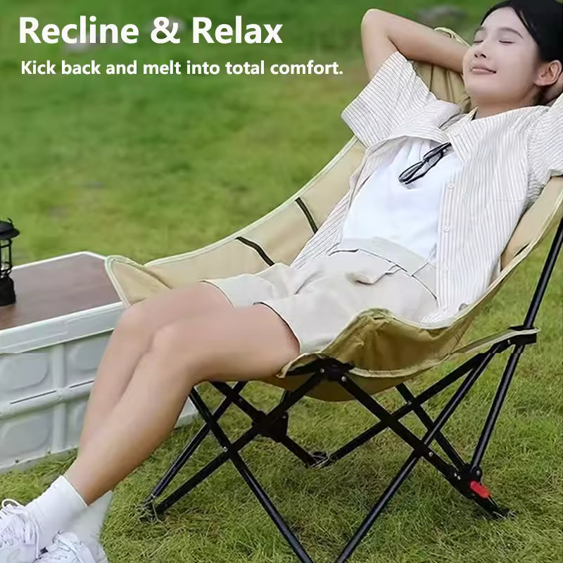 4-Position Adjustable Folding Camping Chair with Footrest - Portable