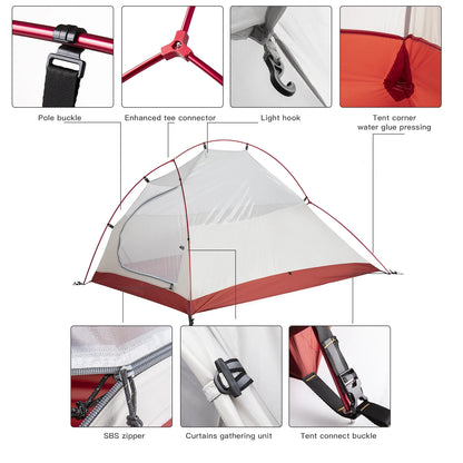 Ultralight 2-Person Backpacking Tent - 20D Nylon Waterproof