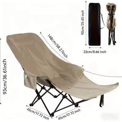Heavy-Duty Foldable Beach Chair - Portable Metal Camping Seat