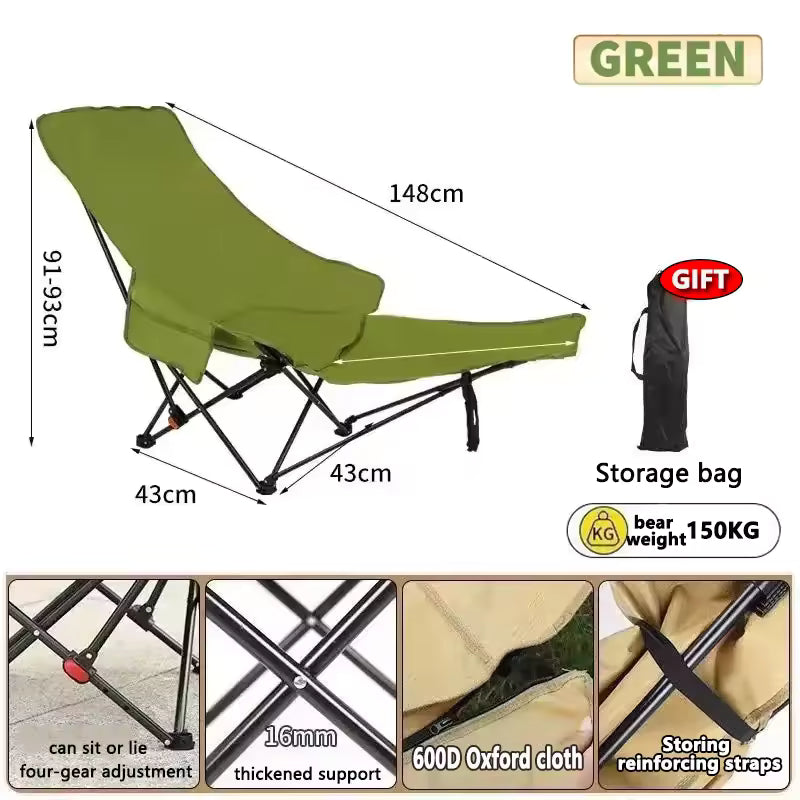 4-Position Adjustable Folding Camping Chair with Footrest - Portable