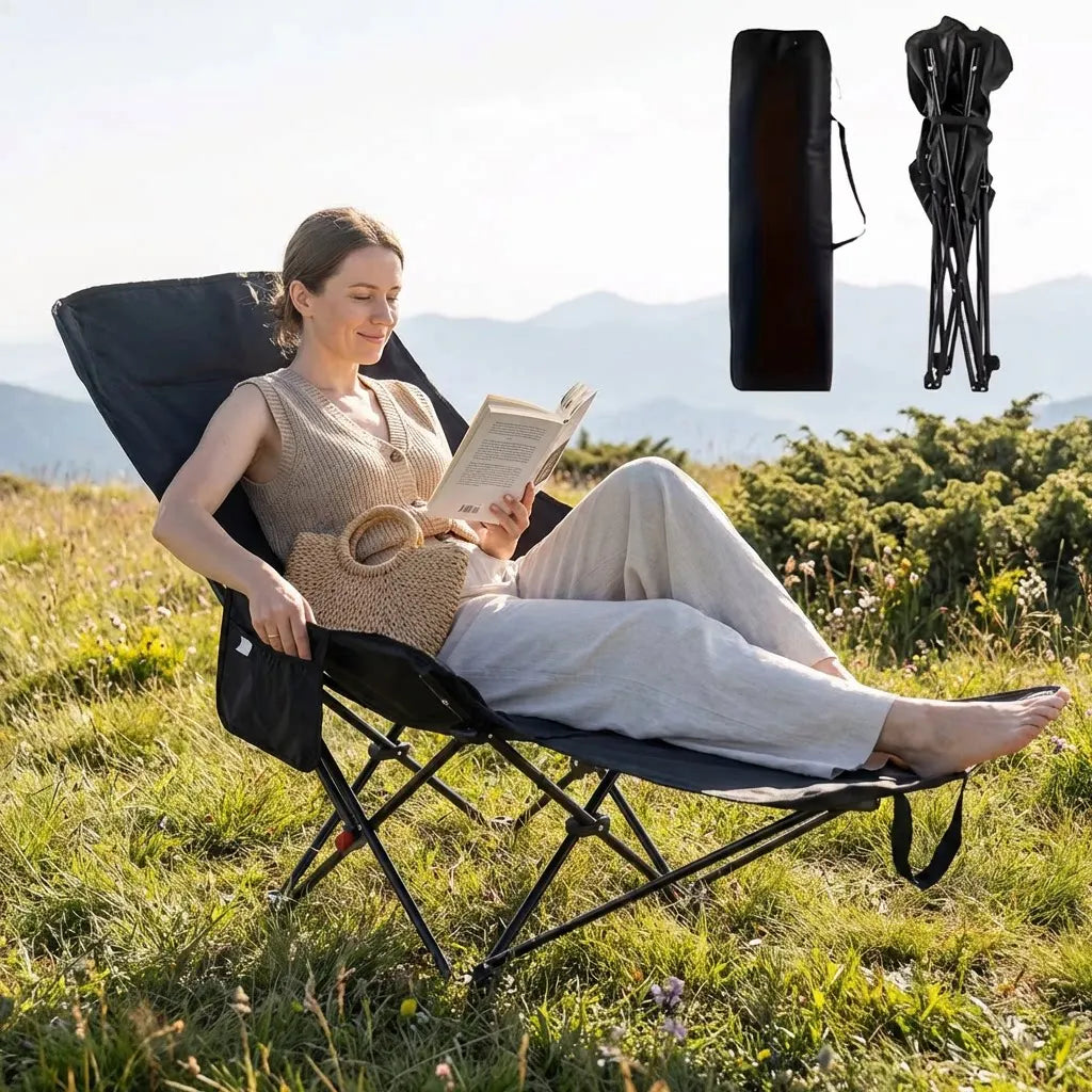 Heavy-Duty Foldable Beach Chair - Portable Metal Camping Seat