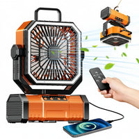20000mAh Rechargeable Camping Fan with LED Light & Remote Control