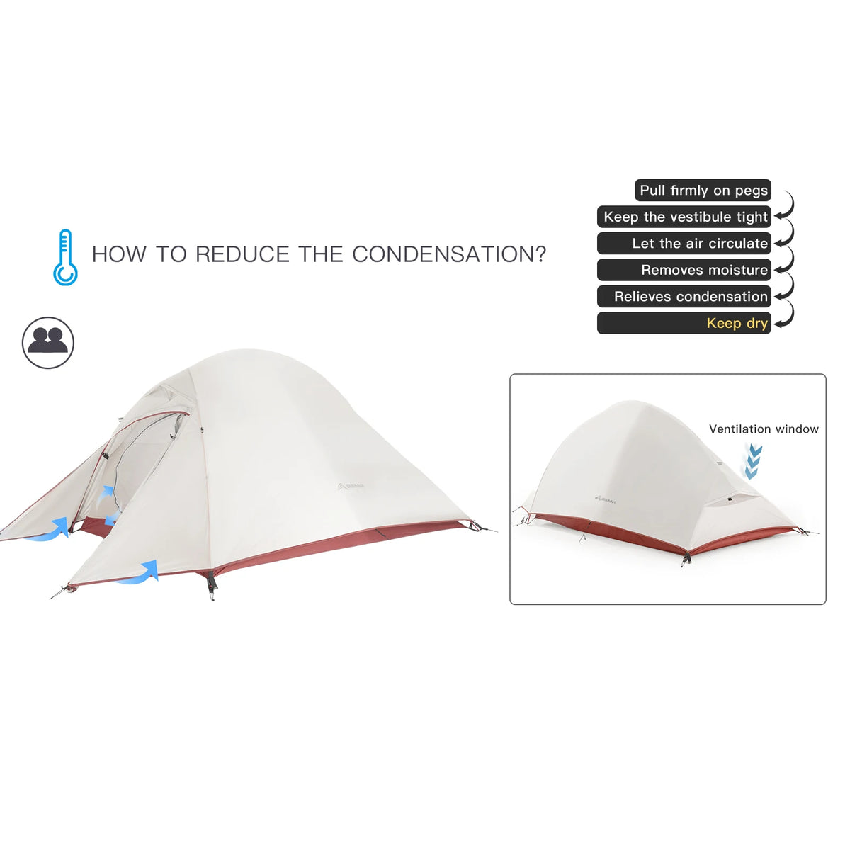 Ultralight 2-Person Backpacking Tent - 20D Nylon Waterproof