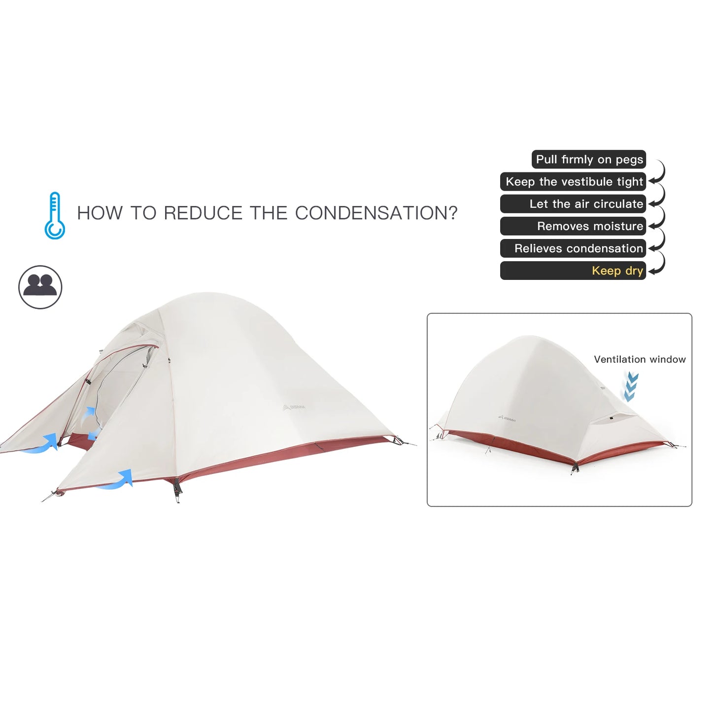 Ultralight 2-Person Backpacking Tent - 20D Nylon Waterproof