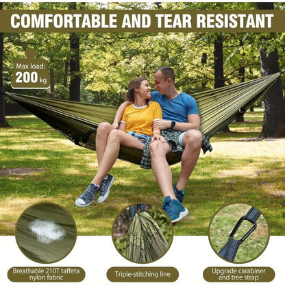 2-in-1 Camping Hammock with Mosquito Net | Ultralight Parachute Nylon