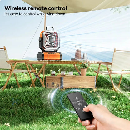 20000mAh Rechargeable Camping Fan with LED Light & Remote Control