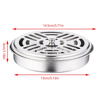 Portable Stainless Steel Mosquito Coil Holder with Cover for Camping