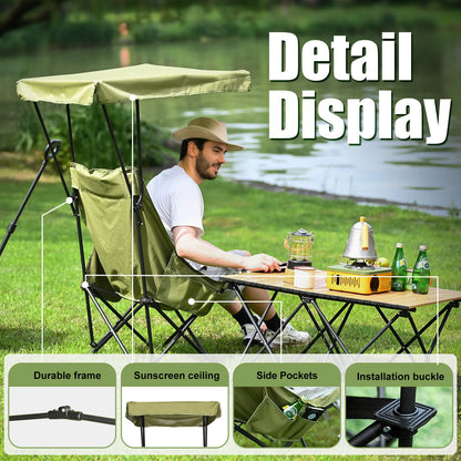 Portable Camping Chair with Shade Canopy - Lightweight Beach Chair