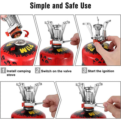 Portable Camping Gas Stove - Ultralight Aluminum Backpacking Burner