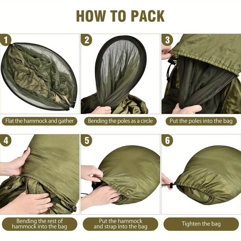2-in-1 Camping Hammock with Mosquito Net | Ultralight Parachute Nylon