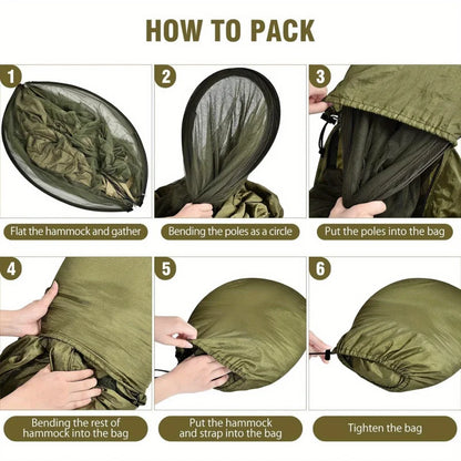 2-in-1 Camping Hammock with Mosquito Net | Ultralight Parachute Nylon