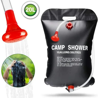 20L Solar Camping Shower Bag Portable PVC for Outdoor Hiking & Beach