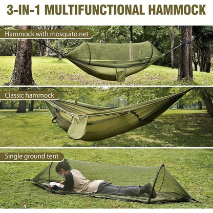 2-in-1 Camping Hammock with Mosquito Net | Ultralight Parachute Nylon