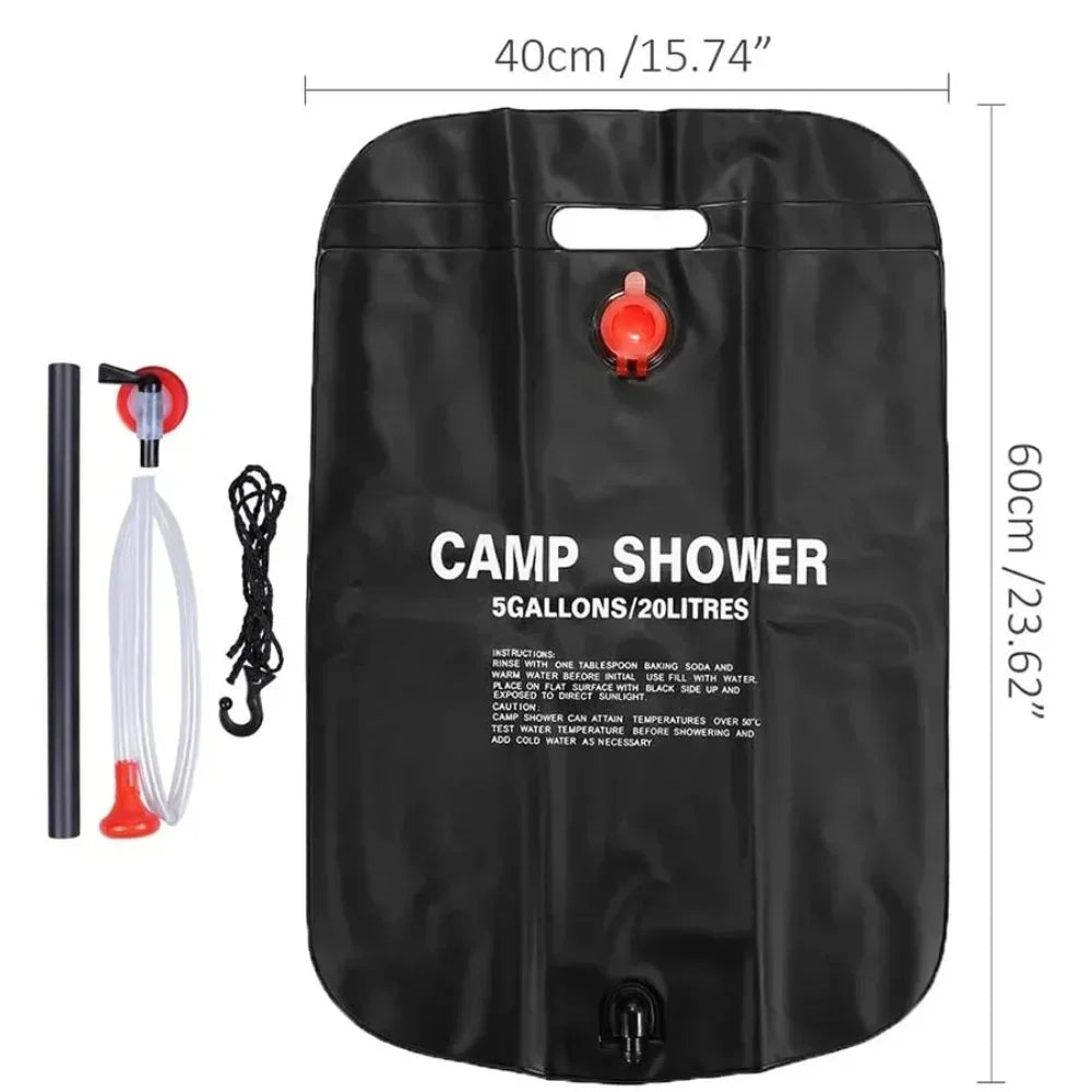 20L Solar Camping Shower Bag Portable PVC for Outdoor Hiking & Beach