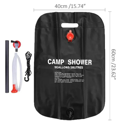 20L Solar Camping Shower Bag Portable PVC for Outdoor Hiking & Beach