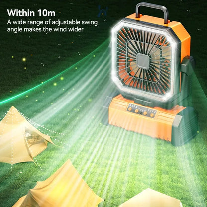 20000mAh Rechargeable Camping Fan with LED Light & Remote Control