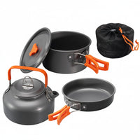 3-Piece Aluminum Camping Cookware Set - Portable Hiking & Picnic Kit
