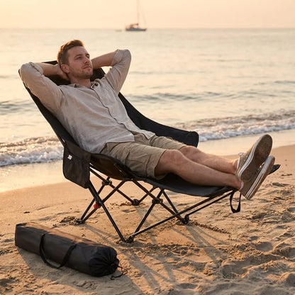 Heavy-Duty Foldable Beach Chair - Portable Metal Camping Seat