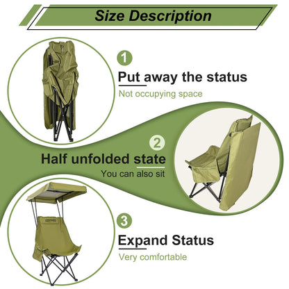 Portable Camping Chair with Shade Canopy - Lightweight Beach Chair