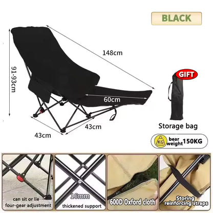 4-Position Adjustable Folding Camping Chair with Footrest - Portable