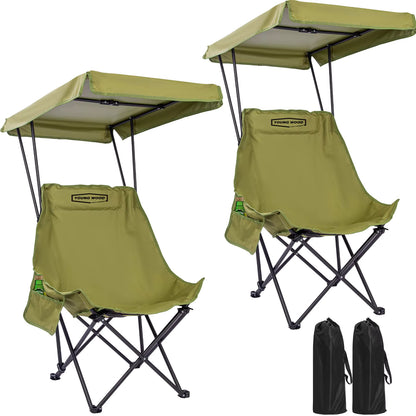 Portable Camping Chair with Shade Canopy - Lightweight Beach Chair