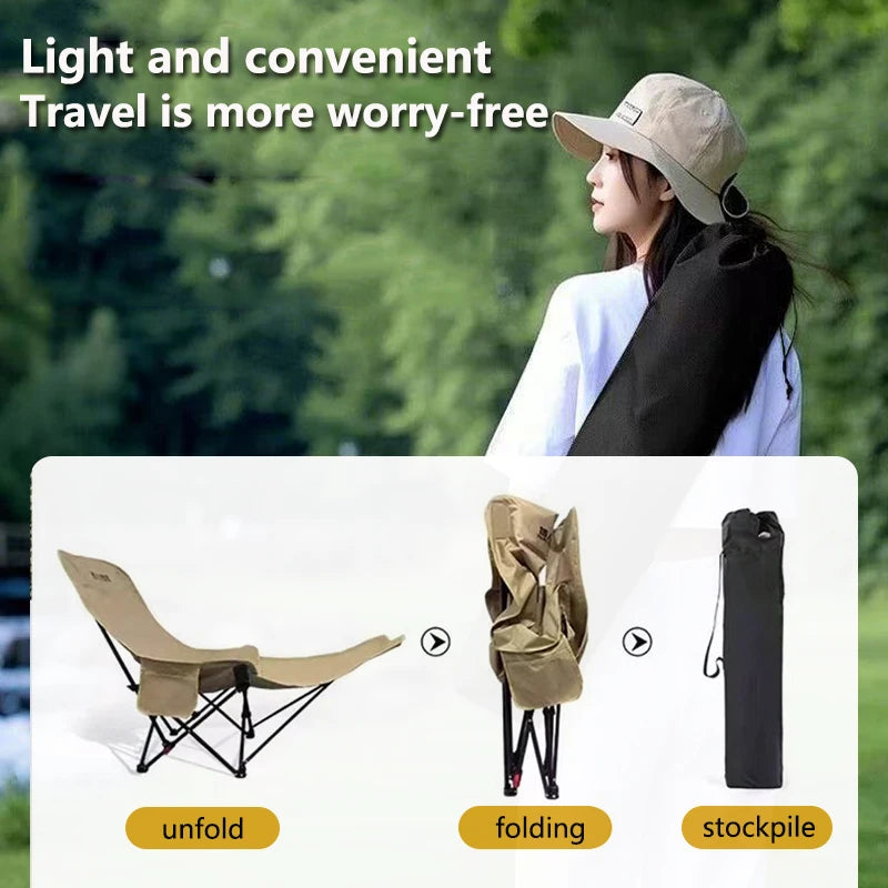 4-Position Adjustable Folding Camping Chair with Footrest - Portable