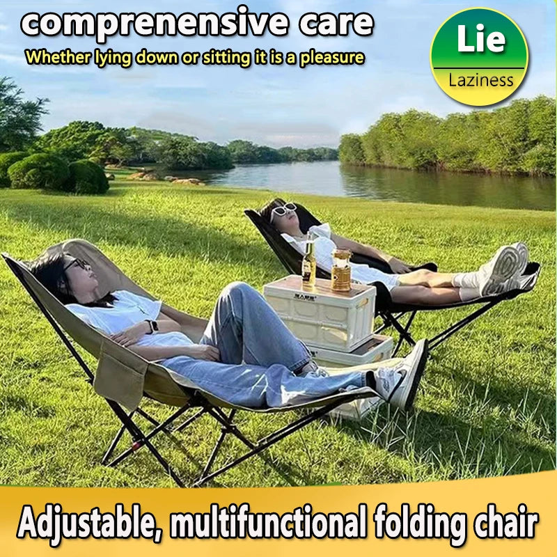 4-Position Adjustable Folding Camping Chair with Footrest - Portable