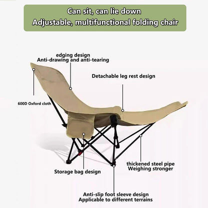 4-Position Adjustable Folding Camping Chair with Footrest - Portable