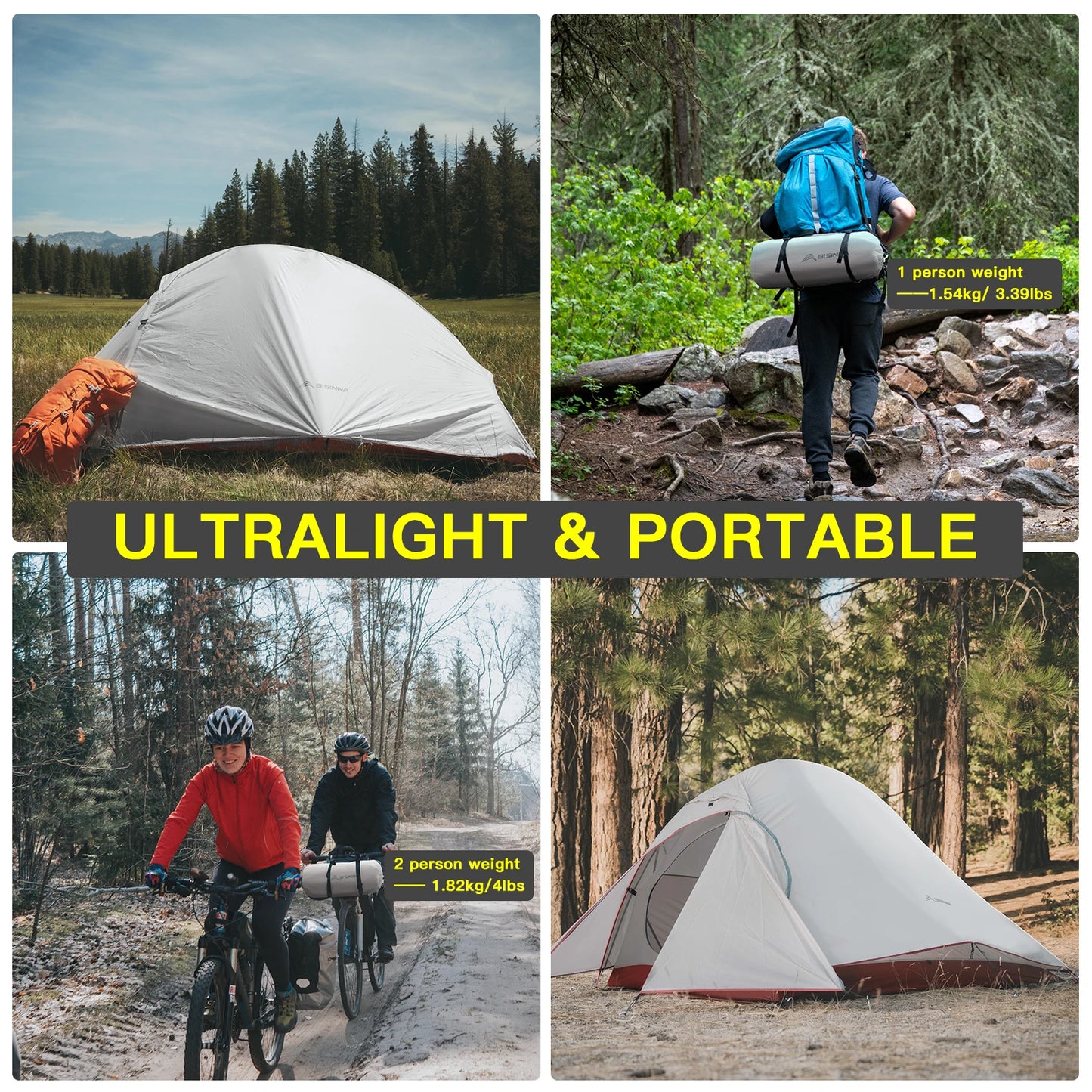 Ultralight 2-Person Backpacking Tent - 20D Nylon Waterproof