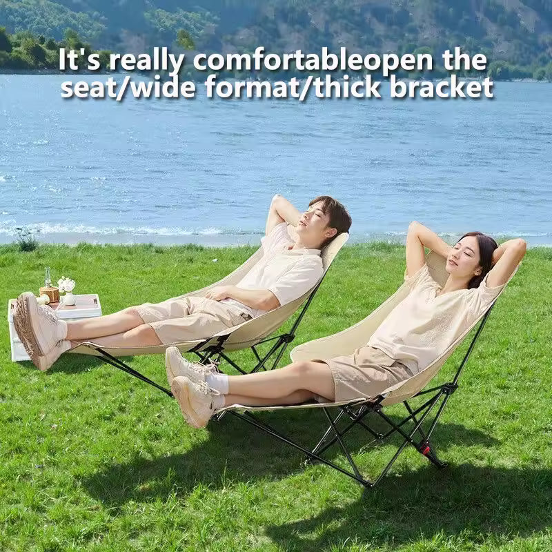 4-Position Adjustable Folding Camping Chair with Footrest - Portable