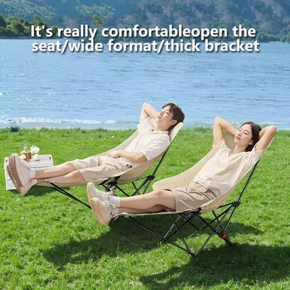 4-Position Adjustable Folding Camping Chair with Footrest - Portable