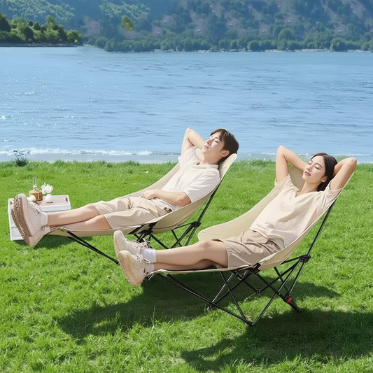 4-Position Adjustable Folding Camping Chair with Footrest - Portable